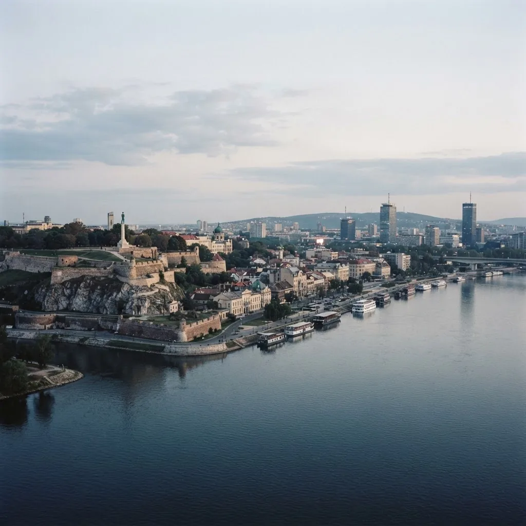 Belgrade at the confluence of the Sava and Danube rivers